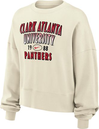 Nike Womens College (Clark-Atlanta University) Phoenix Fleece Crewneck Sweatshirt in White | W33302CLAU26-SAI
