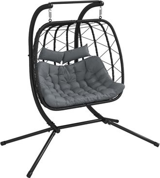 OUTSUNNY pe Hanging Swing Chair w/ Thick Cushion, Patio Hanging Chair, Black