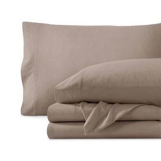 Bare Home Organic Cotton Jersey Sheet Set in Taupe at Nordstrom, Size Twin X-Long