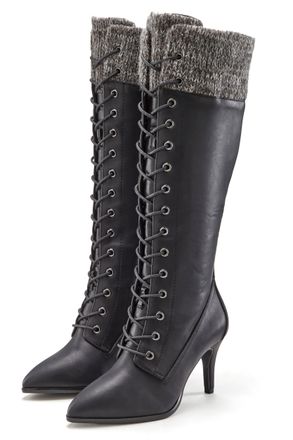 Lascana Stiefel »Stiefelette, Langer Stiefel« mit spitz zulaufender Form und Strickeinsatz