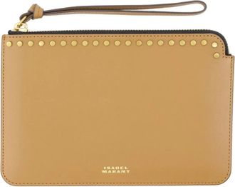 Isabel Marant Oskan Flat Pouch - Dames - Clutches - Bruin - ONE Size - Leer - Tassen