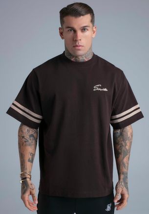 Siksilk Camiseta para Hombres Marr&oacute;n Script XXL
