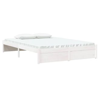 Berkfield Home Beautiful Bed Frame White Solid Wood 140x190 cm