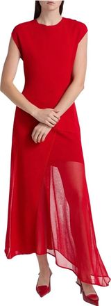 Jason Wu Asymmetrical Seamed Maxi Dress In Red