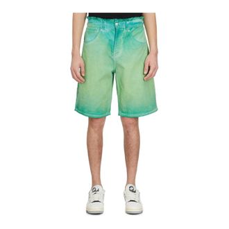 3.Paradis Denim Shorts, male, Green, W30, Bermuda in Denim Overdye
