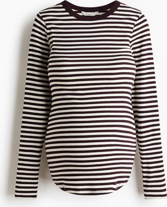 H&M MAMA Geripptes Jerseyshirt - Weinrot/Gestreift