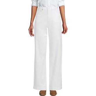 Lands End High Rise 5 Pocket Wide Leg Chino Pants in White at Nordstrom, Size 16