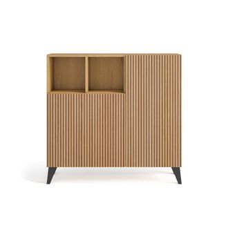 HERDASA Herdasa, Zapatero Modelo Moss, 87x90x27, Roble Dorado - Frente Efecto Listones Y Patas Grafito