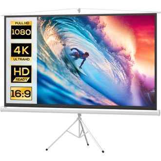 HOMCOM Schermo di Proiezione 100 con Treppiede Regolabile 235.8x8x136 cm Bianco - Homcom