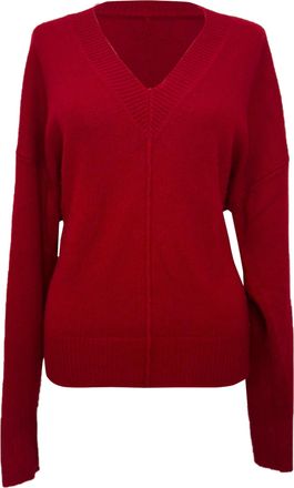 Isabel Marant Amy Knitted V-Neck Sweater in Red Cashmere