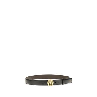 Versace Medusa Buckle Calfskin Belt - Black