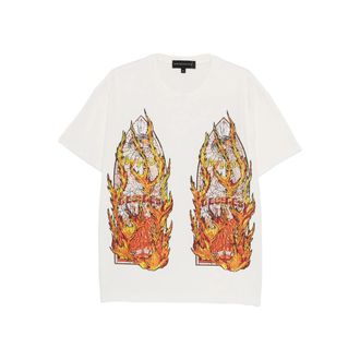 Who Decides War by Ev Bravado Rhinestone Flame Glass T-shirt