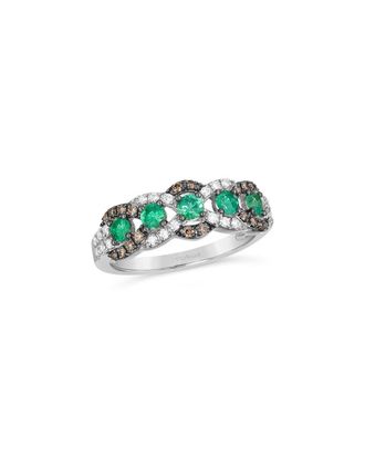 Le Vian Scallop Edge 14K 0.68 Ct. Tw. Diamond & Emerald Half-Eternity Ring