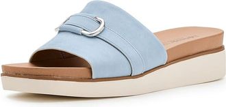 Life Stride Genevieve Womens Sandals Blue Faux Leather : 9.5 W (C), Leather/Rubber