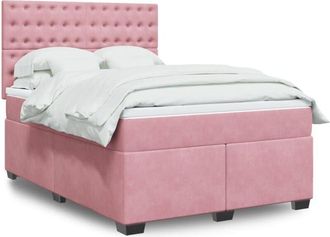 vidaXL Vidaxl - Cama Box Spring Con Colch&oacute;n Terciopelo Rosa 140x190 Cm