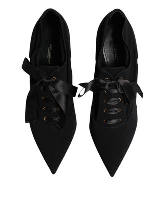 Dolce & Gabbana Womens Lace-Up Stiletto Black Viscose Elastane