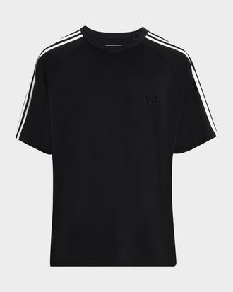 Yohji Yamamoto Mens 3-Stripes Loose-Fit Raglan T-Shirt