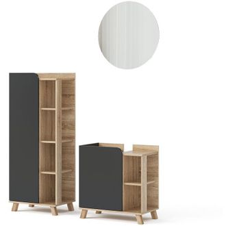 Vicco Conjunto De Muebles De Ba&ntilde;o Karen, Antracita, 3 Partes