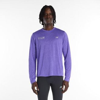 New Balance Mens London Edition RC Essential Long Sleeve in Purple Polyester, size Medium
