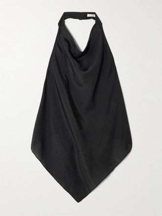 St.Agni Top A Schiena Scoperta Con Scollo Allamericana In Seta Testurizzata - Nero