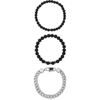 Mr.Ettika Midnight & Steel Bracelet Set in Onyx at Nordstrom