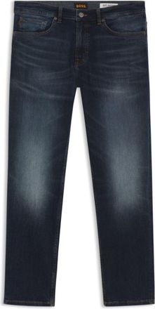 BOSS Regular-fit blue-black jeans in soft motion denim