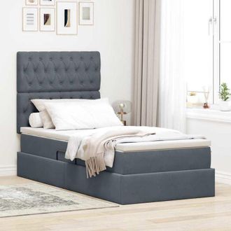 vidaXL vidaXL Letto con contenitore e LED Grigio scuro 90 x 190 cm Velluto