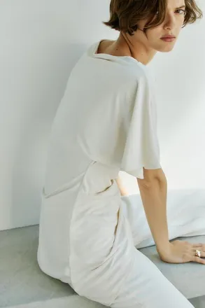 H&M Asymmetric Butterfly-sleeved Top in Cream at Nordstrom, Size X-Small
