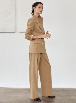 Contemporaine Womens Essential stretch pant Fit: Wide leg, mid rise