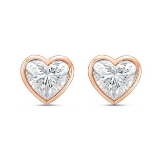 Diana M. Jewels 14KT ROSE GOLD LAB GROWN heart shape STUDS IN A BEZEL SETTING WEIGHING 1.50 CTS TW