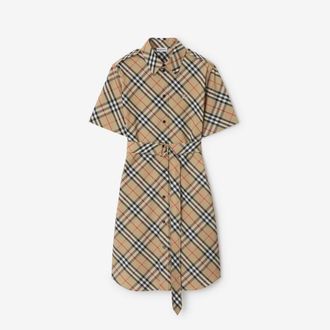 Burberry Check Cotton Shirt Dress, Size: 02