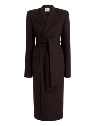 Khaite belted wrap coat - women - Wool - 4 - Brown
