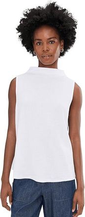Eileen Fisher Cross Hatch Stretch Jersey Funnel Neck Tank Top Womens Clothing White : XS, Jersey/Lyocell/Spandex
