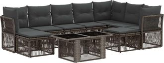 vidaXL Conjunto De Sof&aacute;s De Jard&iacute;n 10 Uds. Gris Rat&aacute;n Sint&eacute;tico Vidaxl