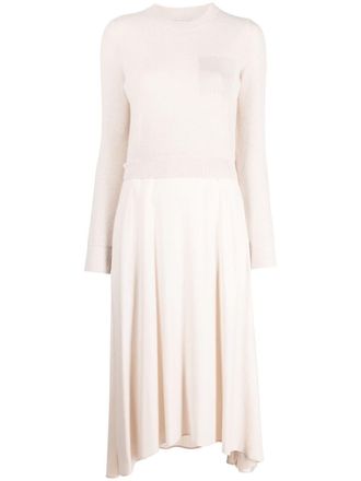 PESERICO contrasting-stitch knitted midi dress - Pink