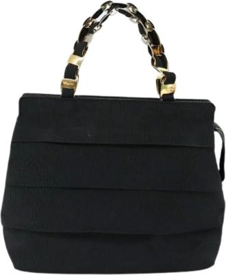 Ferragamo Pre-owned Handbags, female, Black, Size: ONE SIZE Pre-owned Canvas Handbag