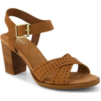 Toms Majorca Ankle Strap Sandal in Medium Brown Cut Out at Nordstrom, Size 7.5