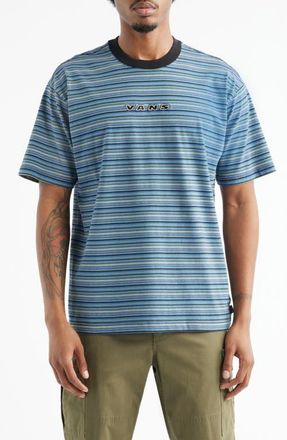 Vans Cameron Stripe Cotton T-Shirt in Black-True Blue at Nordstrom, Size X-Large