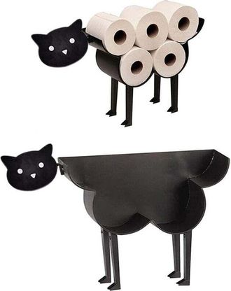 OEM Portarrollos De Papel Higi&eacute;nico De Pie, De Metal Negro, Con Forma De Animal, Decorativo E Innovador, Con Forma De Oveja, Gatito O Perro (gatito)