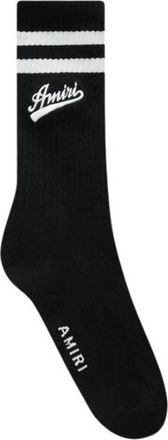 Amiri Mens Varsity Script Socks in Black Cotton - Size UK 11-12.5