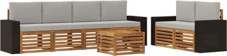 vidaXL Conjunto De Sof&aacute;s De Exterior 7 Uds. Natural Y Gris Claro Vidaxl