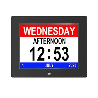OEM Reloj Despertador Electr&oacute;nico Inteligente Negro De 8 Pulgadas Con Calendario, Alarma, Marco De Fotos Digital Y Pantalla Digital Para Personas Mayores