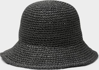 Simons Womens Crocheted paper straw cloche hat