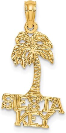 Diamond2Deal 14k Yellow Gold SIESTA KEY Palm Tree Charm Pendant