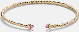 David Yurman Cablespira Flex Micro 18kt gold cuff bracelet with tourmaline