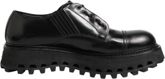 Dolce & Gabbana Black Leather Lace Up Derby Men Dress Mens Shoes (Pre-Owned)