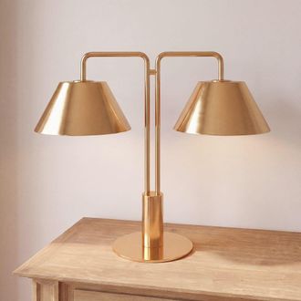 Maisons du monde L&aacute;mpara de acero dorado con dos pantallas