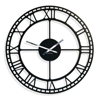 OEM Reloj De Pared Retro De Metal Negro De 50 Cm