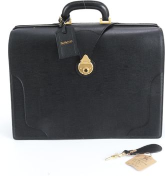 Burberry Black Leather Briefcase Tote Bag (Pre-Owned)