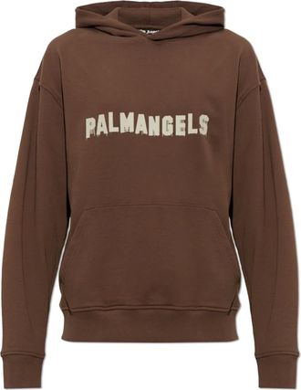 Palm Angels Felpa con cappuccio in cotone con stampa - - Sweatshirts & Hoodies - Uomo - Marrone - L